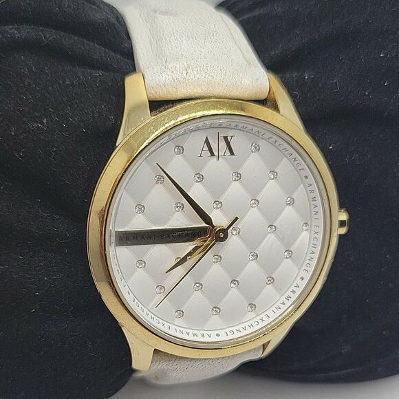 Armani Exchange AX5207 Womens White Leather Analog Dial Quartz Wrist Watch BC500 - Picture 4 of 11